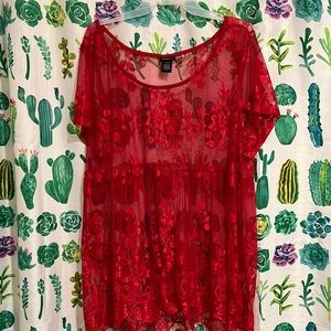 Red lace shirt, size 2 (torrid)
